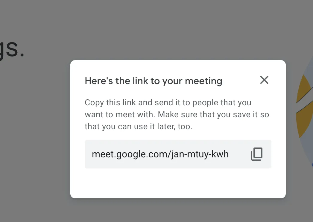 google meet code